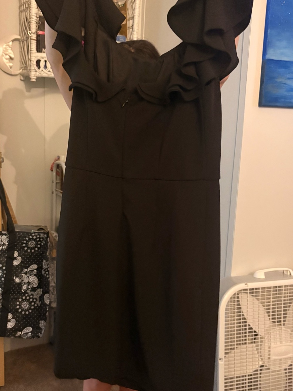 Lulu's Black One-Shoulder Ruffle-Back Dress - Picture 2 of 3